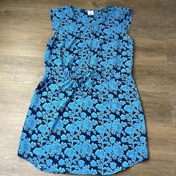 Cabi Java Dress Indigo Blue Floral Style #5265 Drawstring Waist, size small - Picture 2 of 10